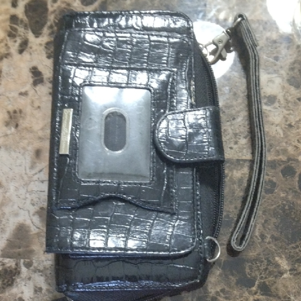 Black Textured Folio Phone Case with Window